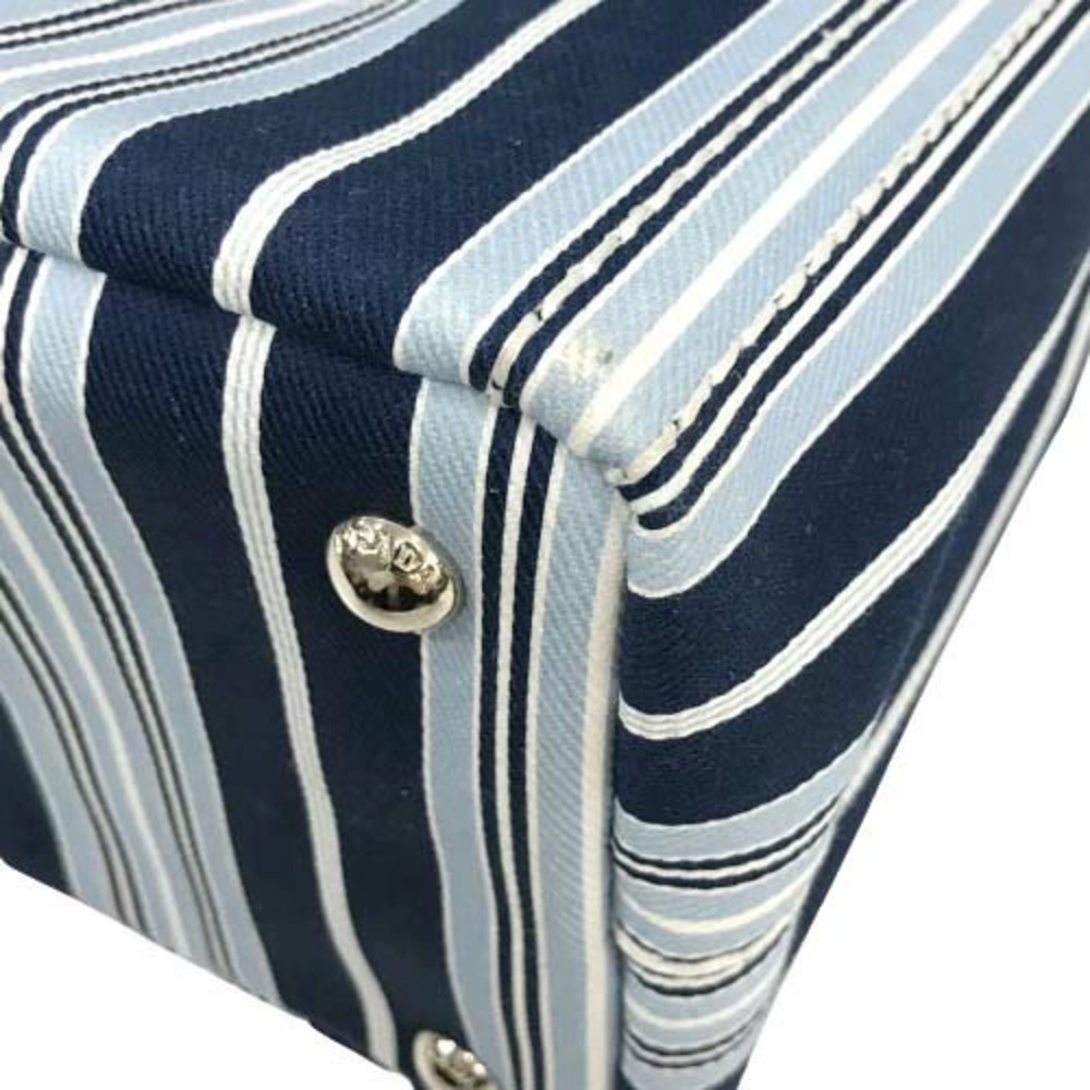 Prada Canapa Stamperta Azzurro Shoulder Bag Handbag Tote Crossbody Striped Blue - Picture 10 of 10